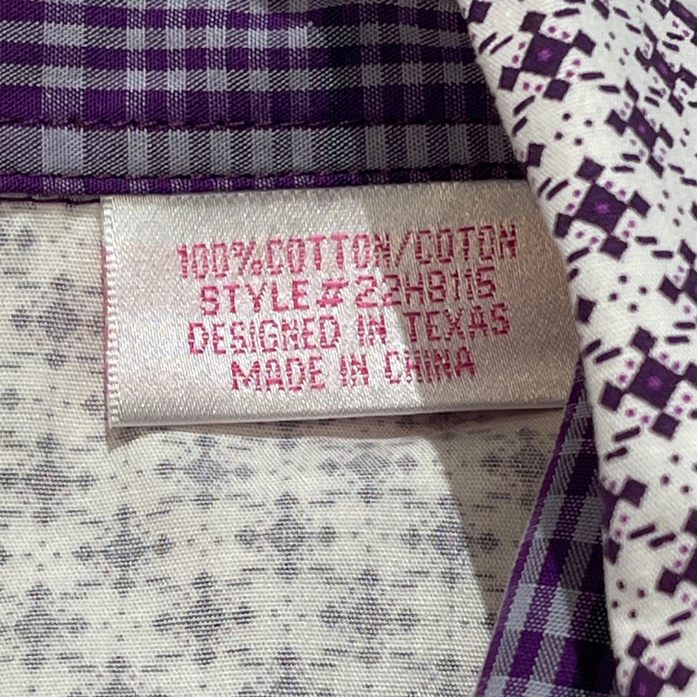 PANHANDLE WOMENS SIZE L Purple WESTERN Checkered Shirt. PEARL SNAPS - Picture 10 of 11